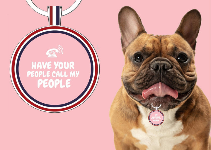 Premium Round Shaped Light Pink Call My People QR Tag