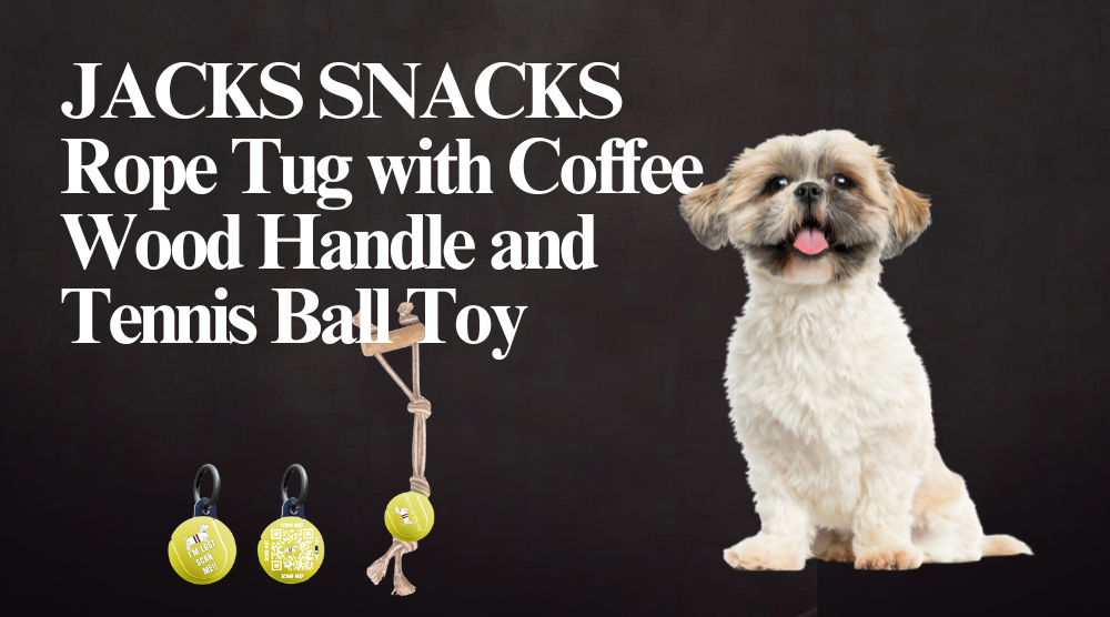 Rope Tug with Coffee Wood Handle and Tennis Ball Toys