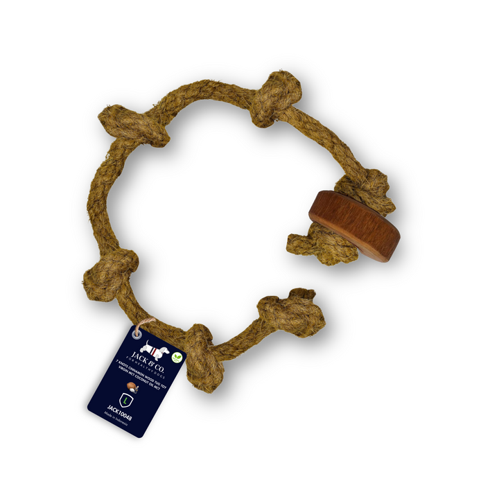 7 Knots Cinnamon Wood Tug Toy with Coconut Oil MCT Oil - M