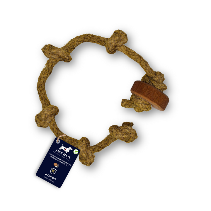 7 Knots Cinnamon Wood Tug Toy with Coconut Oil MCT Oil - S