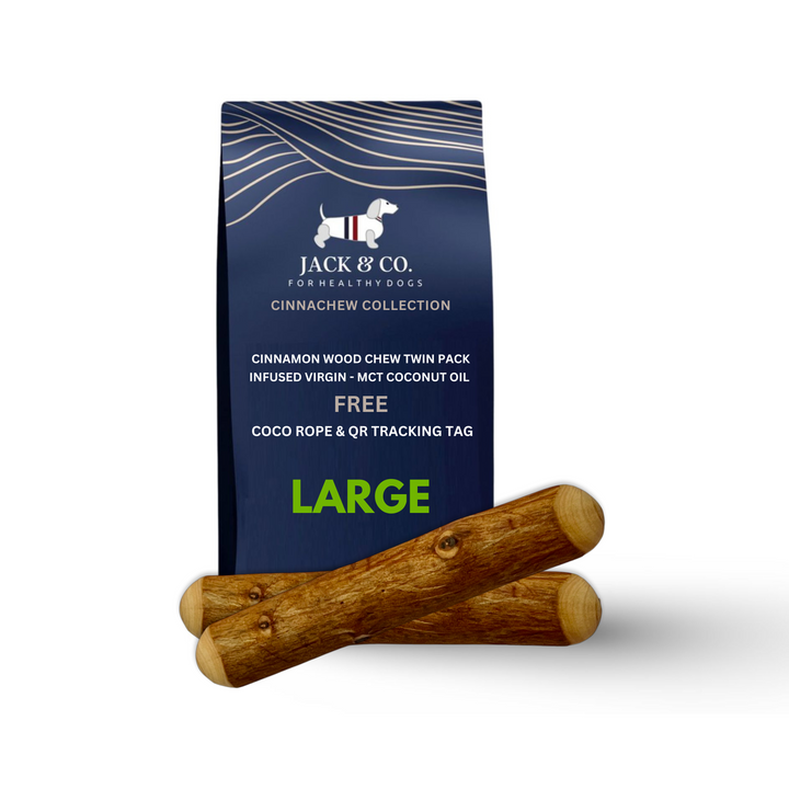 Cinnamon Wood Dog Chew Twin Pack with MCT Oil - L