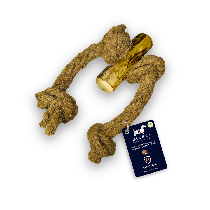 4 Knots Coffee Wood Tug Toy with MCT Oil - S