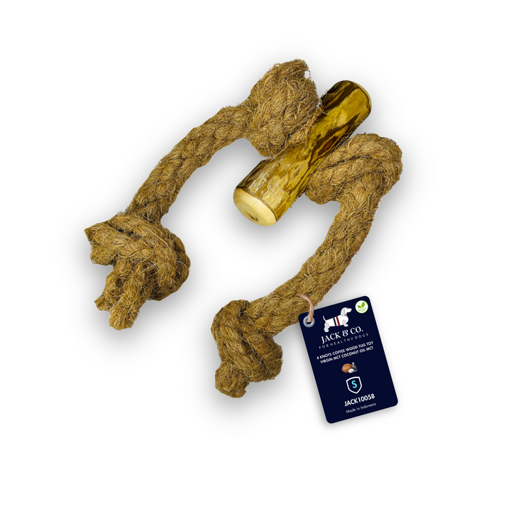 4 Knots Coffee Wood Tug Toy with MCT Oil - M