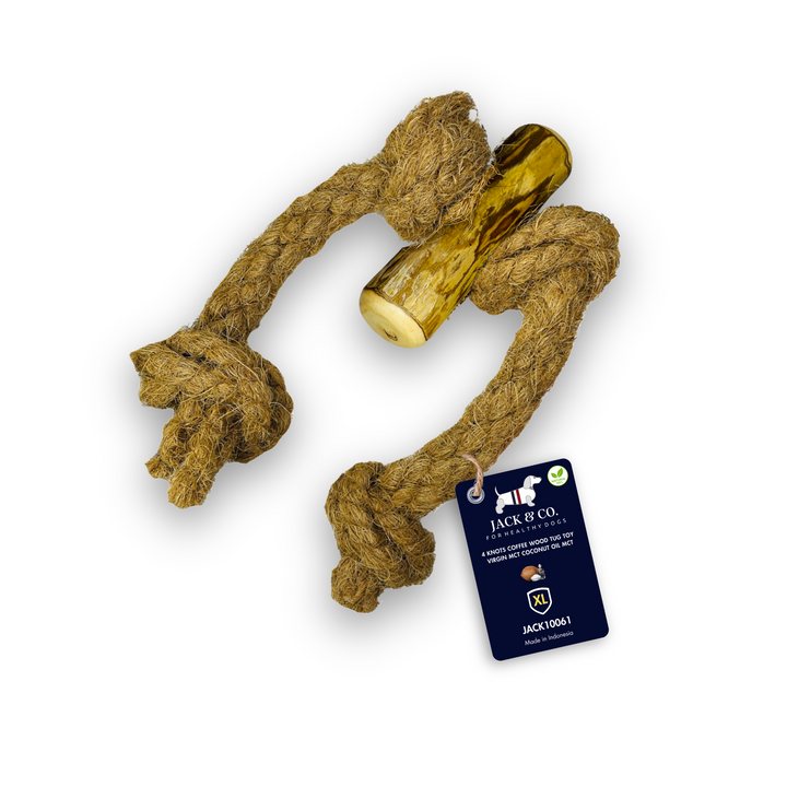 4 Knots Coffee Wood Tug Toy with MCT Oil - XL