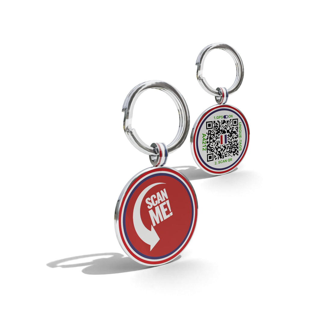 Premium Round Shaped Red Scan Me QR Tag