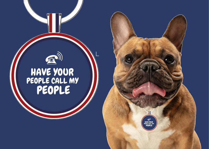Navy Call My People Premium Round Shaped QR Tag