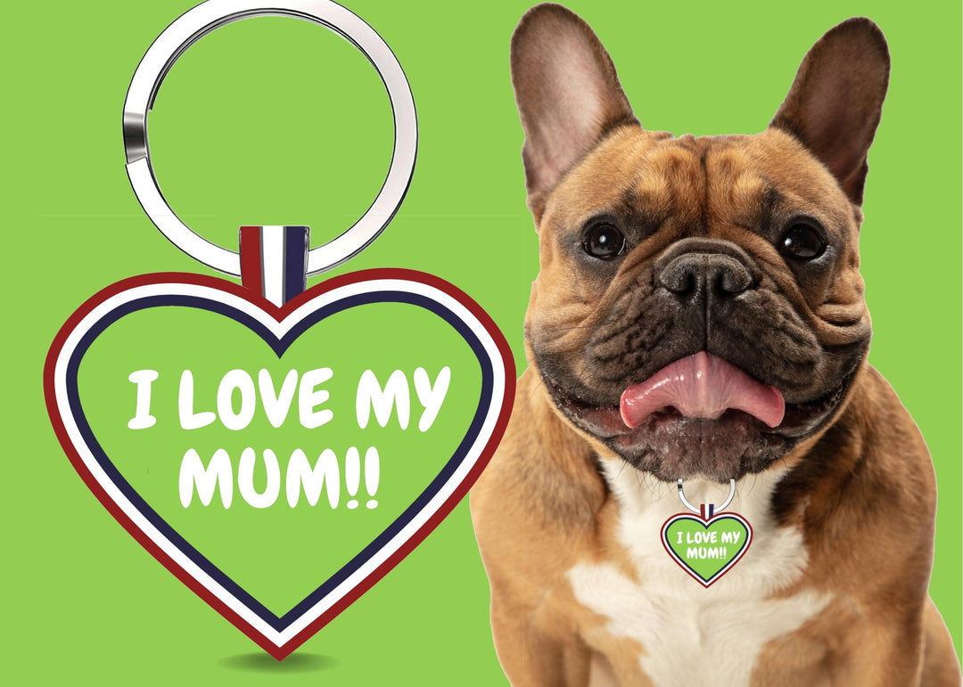 Premium Heart Shaped Green I Love My Mom QR Tag