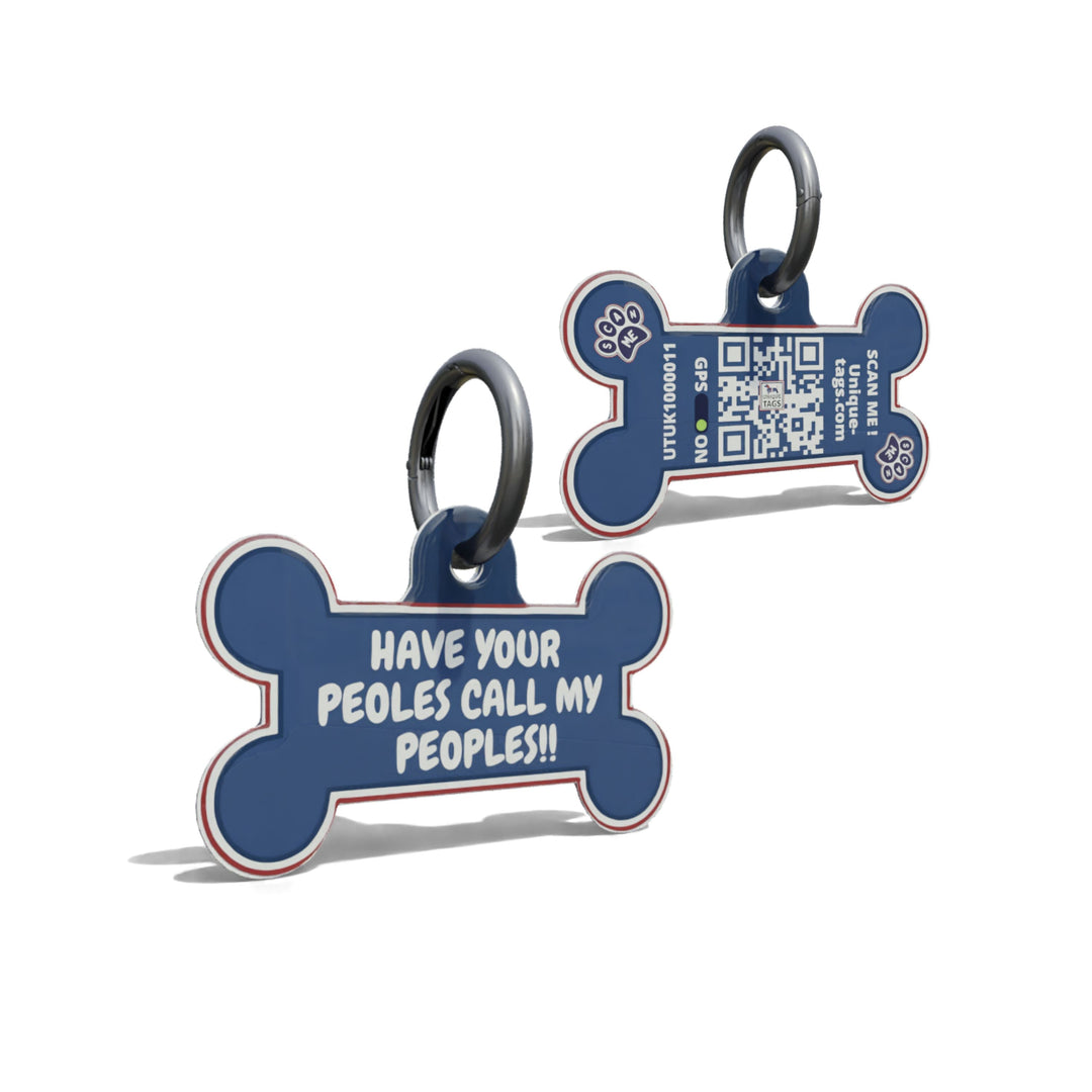 Navy Have Your Peoples Call My People Bone Shaped Epoxy QR Tag