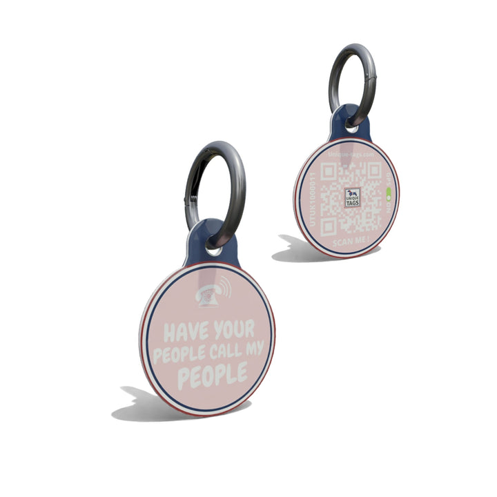 Light Pink Call My People Round Shaped Epoxy QR Tag