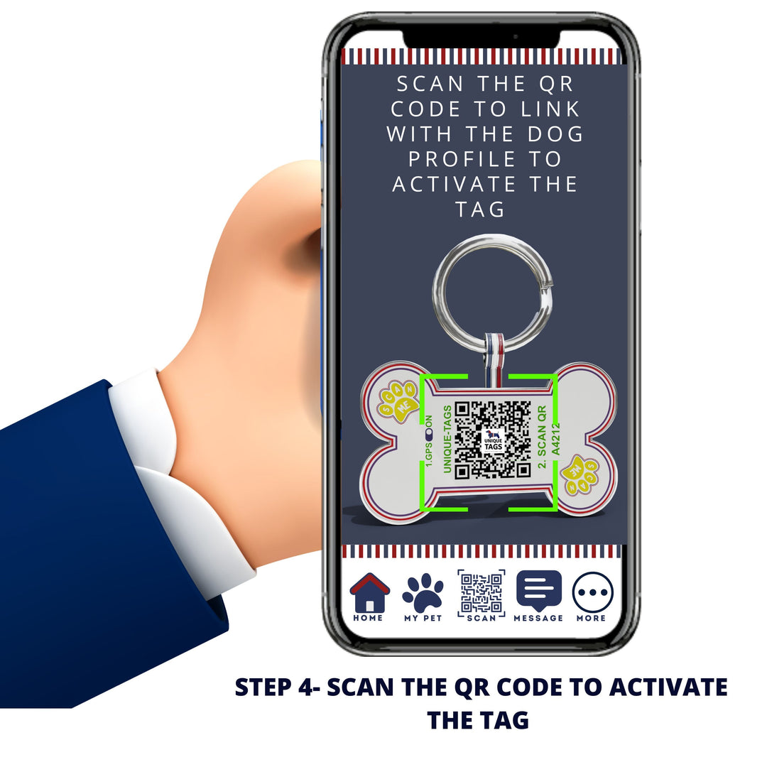 Navy Scan Me With Arrow Round Shaped Epoxy QR Tag