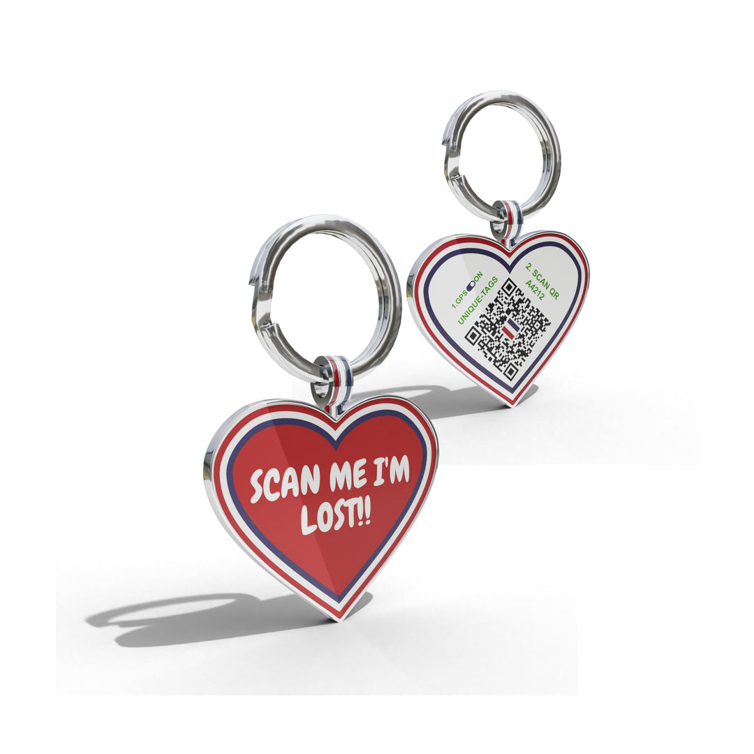 Premium Heart Shaped Red I am lost QR Tag