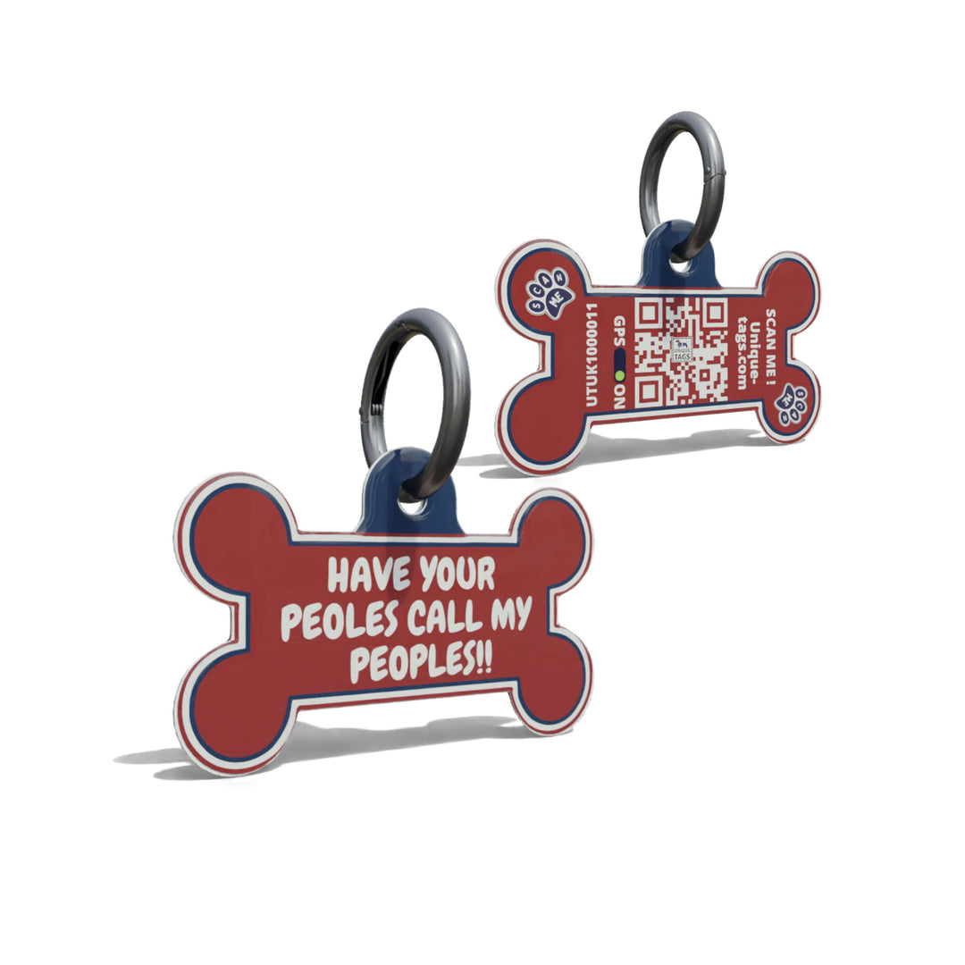 Red Have Your Peoples Call My People Bone Shaped Epoxy QR Tag