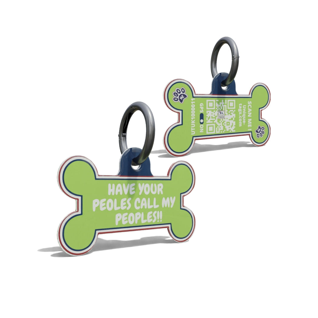 Green Have Your Peoples Call My People Bone Shaped Epoxy QR Tag