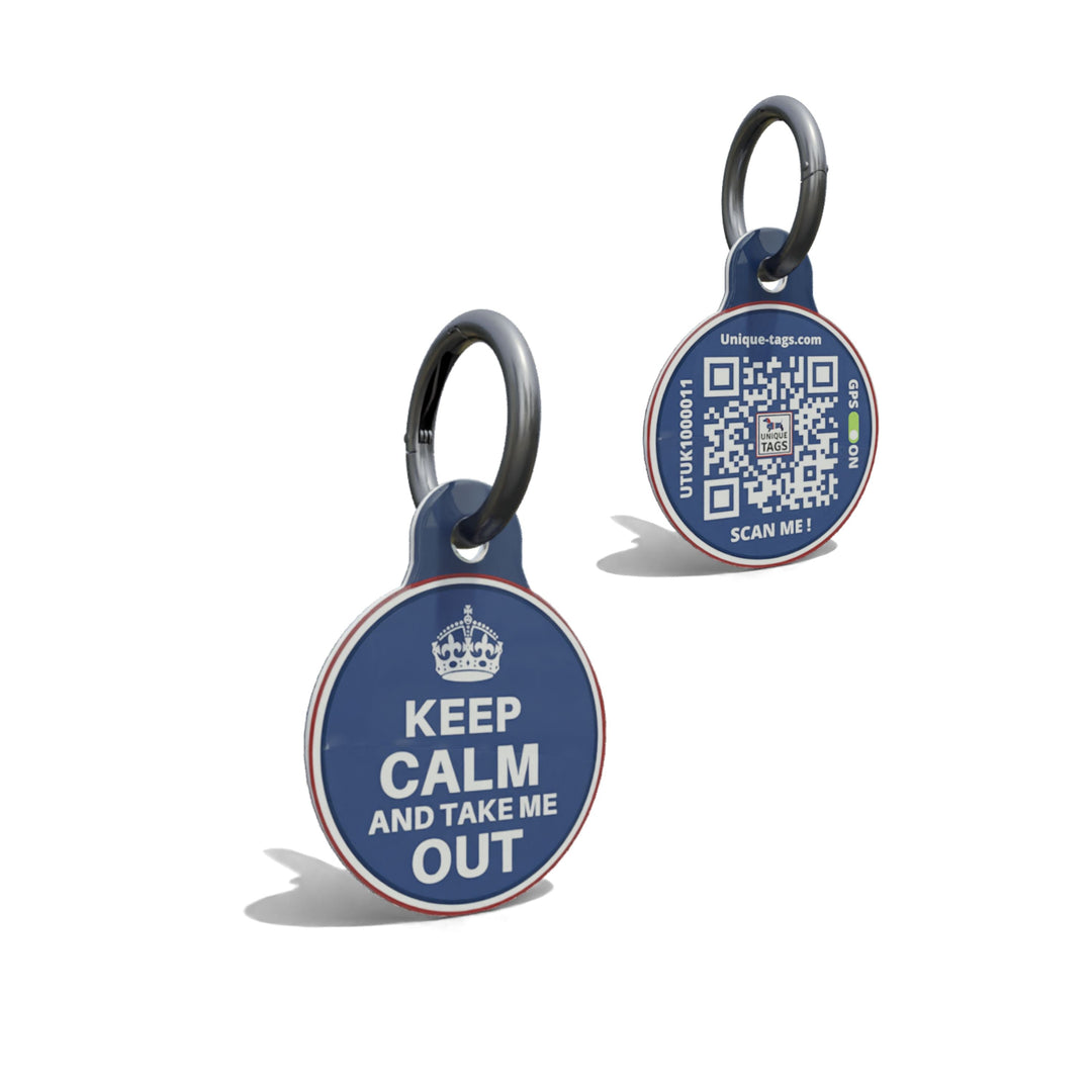 Navy Take Me Out Round Shaped Epoxy QR Tag